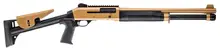 Dickinson XXA-4-TAN 12GA 18.5" Barrel Shotgun with Ghost Ring Sights, Picatinny Rail, M4 Clone, Tan/Black, 5RD