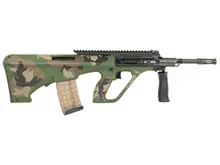 Steyr Arms AUG A3 M1 NATO 5.56x45mm, 30+1, 16" with M81 Woodland Camo Fixed Bullpup Stock & Collapsible Foregrip, Extended Pic Rail (AR Style Mag)