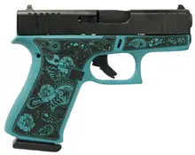 Glock 43X 9mm Tiffany Blue 3.41" Barrel with Custom "Tiffany & Paisley" Engraved Frame and 10-Round Magazines