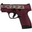 Smith & Wesson M&P Shield Plus 9mm, Black Cherry, Engraved Rose, 3.1" Barrel, 10/13rd Magazines, No Thumb Safety