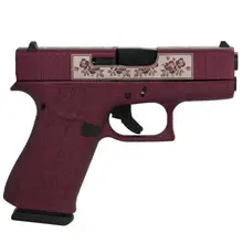 Glock 43X Custom 9MM 3.41" Barrel 10-Rounds Black Cherry Paisley Engraved Handgun - USA Made