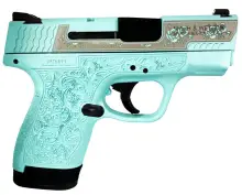Smith & Wesson M&P9 Shield M2.0 Tiffany Rose Engraved Handgun with White Dot Sights and 2 Magazines