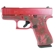 Glock 43X 9MM Custom Cherry Blossom Engraved Medusa Pink, 3.41" Barrel, 10RD, Black Fixed Sights, Subcompact Handgun