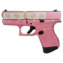 Glock 43 Subcompact 9mm, 3.41" Barrel, "Glock & Roses Medusa Pink" Custom Engraving, 6rd Magazines (2)