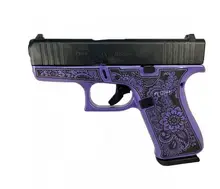 Glock 43X 9mm Subcompact Handgun - Fully Engraved Mandala with Purple Pearl, 3.41" Barrel, 10-Round Magazines (2)