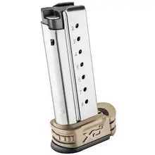 Springfield Armory XD-S 9mm Luger 8 Round Magazine, Stainless Steel, FDE Extension - XDS0908DE