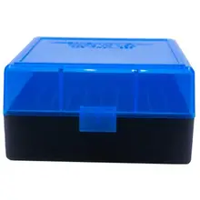 Berry's 223/5.56 50 Round Ammo Box, Flip-Top, Polymer, Blue Lid with Black Bottom