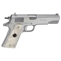 Iver Johnson 1911A1 .45ACP 5" Semi-Automatic Pistol with 8 Round Capacity, Chrome Finish and White Pearl Grip