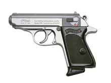 Walther Arms PPK Stainless Steel Semi-Automatic .380 ACP Pistol, 3.3" Barrel, 6+1 Rounds, Black Polymer Grip - 4796001