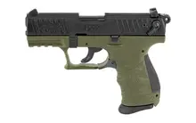 Walther Arms P22Q Military .22 LR 3.42" OD Green Pistol with Black Steel Slide and Interchangeable Backstrap Grip - 10 Rounds