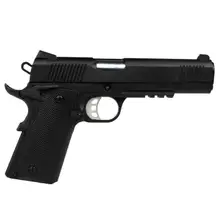 TISAS 1911 Duty B45 Semi-Automatic Pistol, .45 ACP, 5" Barrel, 8-Round, Black Cerakote, Serrated Steel Slide, Rubber Grips