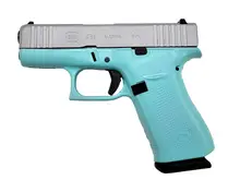 GLOCK 43X 9MM Silver Shimmer Cerakote Pistol with Robins Egg Blue - 10+1 Rounds
