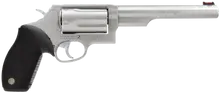 Taurus Judge 45 Colt/410 Gauge Stainless Steel Revolver, 6.5" Barrel, 5-Round, Black Ribber Grip, Fiber Optic Front Sight
