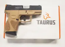 Taurus G2C 9MM 3.2" Pistol, 12 Rounds, Black/FDE with Adjustable Sights - 1-G2C931-12T