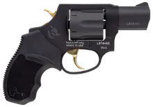 Taurus 856 Ultra-Lite .38 Special Revolver, 2" Barrel, 6-Round Capacity, Matte Black Finish with Gold Accents, Black Rubber Grip