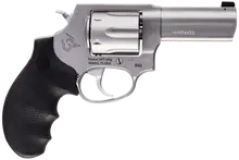 Taurus 856 Defender .38 Special +P Revolver, 3" Barrel, 6-Round Capacity, Matte Stainless Steel, Hogue Rubber Grip, Night Sights - Model 2-85639NS