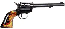 Heritage Manufacturing Rough Rider .22 Magnum 6.5" Barrel 6-Rounds Revolver with Custom Flame Engraved Cylinder/Grips