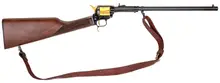 Heritage Rough Rider Rancher .22 LR, 16" Barrel, Black/Walnut, Gold Accents, 6-Rounds with Leather Sling