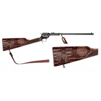 Heritage Rough Rider Rancher 22LR, 16" Blued Barrel, 6RD, Walnut Stock, Independence Day Engraving, Leather Sling Included