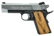 American Classic 1911 Compact Commander 45 ACP 4.3in Chrome Pistol with Hardwood Grip - 7+1 Rounds