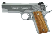 American Classic 1911 Compact Commander ACCC45DT 45 ACP 4.30" with Blued Hard Chrome Slide and Hardwood Grip