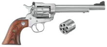 Ruger Single-Six Convertible Revolver .22LR/.22WMR, 6.5" Barrel, 6 Rounds, Stainless Steel, Rosewood Grip - Model 0626