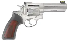 Ruger GP100 .357 Magnum 4.2" Stainless Steel Revolver with Black Rubber/Wood Insert Grip - 7 Rounds