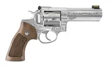 Ruger GP100 Talo Edition .357 Magnum, 4.2" Stainless Barrel, Engraved, Wood Grip, 6-Rounds, HiViz Front Sight