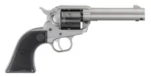 Ruger Wrangler .22 LR Single-Action Revolver, 4.62" Barrel, 6 Rounds, Silver Cerakote Finish with Checkered Black Polymer Grip