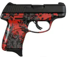 Ruger LC9S 9mm 3.12in Black Pistol with Red Digital Camo Grips, 7 Rounds