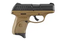 Ruger EC9S 9MM Luger Pistol, 3.12" Barrel, 7+1 Rounds, Flat Dark Earth Frame, Black Oxide Steel Slide - Model 3297