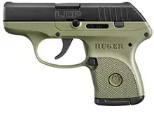 Ruger LCP .380 ACP Centerfire Pistol with 2.75" Barrel, OD Green Grip Frame, 6-Rounds Magazine