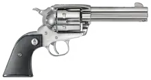 Ruger Vaquero SASS 357 Magnum Stainless Steel Revolver Set, 4.62" Barrel, 6-Round, Black Checkered Polymer