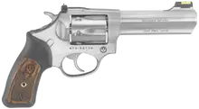 Ruger SP101 327 Federal Magnum, 4.2" Barrel, 6-Rounds, Satin Stainless Steel, Cushioned Rubber with Engraved Wood Insert Grip, Fiber Optic Sight