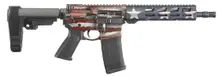Ruger 8573 AR-556 Pistol 5.56x45mm NATO 10.5" 30+1 with American Flag Cerakote, Black SBA3 Brace Stock & Polymer Grip