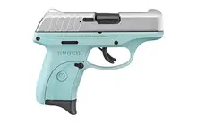 Ruger EC9S 9mm Luger Pistol, 3.12" Barrel, 7 Rounds, Turquoise Frame with Aluminum Cerakote Slide - 13200