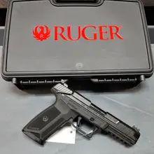 Ruger 57 Semi-Automatic Pistol, 5.7x28mm, 4.94" Barrel, 20+1 Rounds, Black Polymer Grip, Black Oxide Steel Slide, Optics Ready