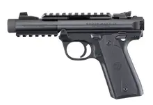 Ruger Mark IV 22/45 Tactical 22 LR Pistol with 4.4" Threaded Barrel and Adjustable Sights - 10 Rounds, Blued Finish, Black Checkered Polymer Grip (40149)