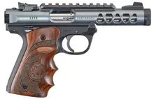 Ruger Mark IV 22/45 Lite, 22 LR, 4.4" Satin Stainless Steel Barrel, Diamond Gray Anodized, 10+1 Rounds, Wood Laminate Grip