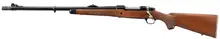Ruger Hawkeye African 375 Ruger Bolt Action Rifle, 3+1, 23" Satin Blued Alloy Steel Barrel, American Walnut Stock with Ebony Forend Cap, Left Hand, Muzzle Brake - 47121