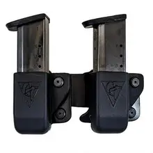 Comp-Tac Victory Gear Twin Magazine Pouch for Glock 9mm/.40 S&W/.45 GAP, Left Side Carry, Black Kydex with Belt Clip