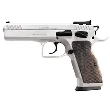 EAA Witness Elite Stock II .45 ACP 4.5in Chrome Pistol with 10+1 Rounds and Checkered Walnut Grip