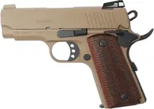 EAA Girsan MC1911SC Officer 9mm 3.4" 7rd Pistol with Adjustable Sights and FDE Finish
