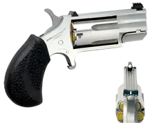 North American Arms PUG .22 Magnum Revolver, 1" Barrel, 5-Round, Stainless Steel with Rubber Pebbled Grip and White Dot Sight (NAA-PUG-D)