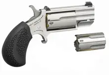 North American Arms Pug-DC Mini-Revolver, .22 LR/MAG, 1" Stainless Steel Barrel, 5-Round Capacity, Black Rubber Grip, XS White Dot Sights