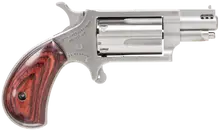 North American Arms NAA-22MS-P Mini-Revolver, .22 WMR Caliber, 1.13" Ported Barrel, 5-Round Capacity, Stainless Steel Finish, Rosewood Bird's Head Grip