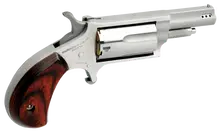 North American Arms Mini-Revolver, .22 LR/.22 Mag, 1.13" Ported Stainless Steel Barrel, 5-Round Capacity, Rosewood Bird's Head Grip - NAA-22MSC-P