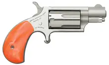 North American Arms Mini-Revolver, .22 Mag, 1.13" Stainless Barrel, Orange Pearlite Grip, 5-Rd