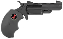 North American Arms Black Widow Mini-Revolver, 22 LR/22 Mag, 2" Barrel, 5RD, Black PVD with Oversized Rubber Grip