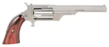 North American Arms Ranger II .22 Magnum Mini-Revolver, 4" Barrel, 5-Round, Stainless Steel Finish with Rosewood Boot Grip